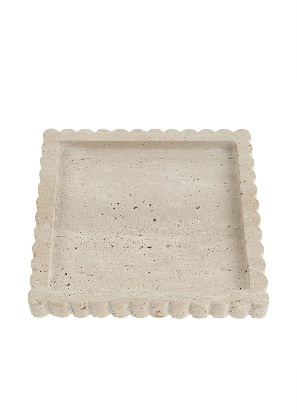 Travertine Scalloped Square Tray