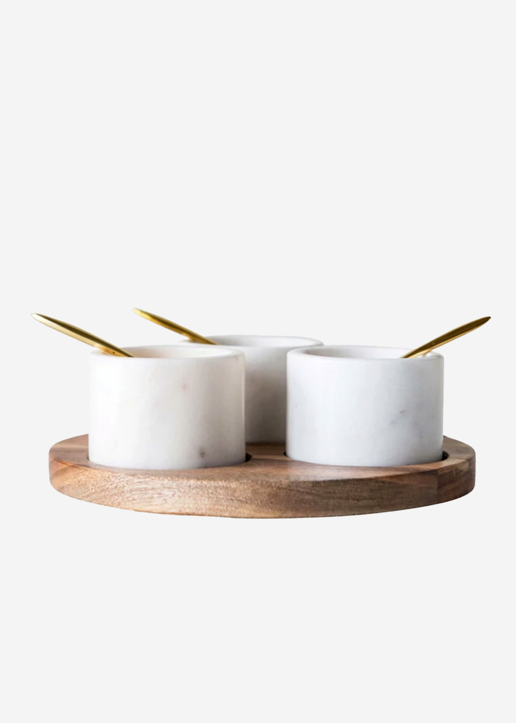 Round Acacia Board & Marble Pinch Pots